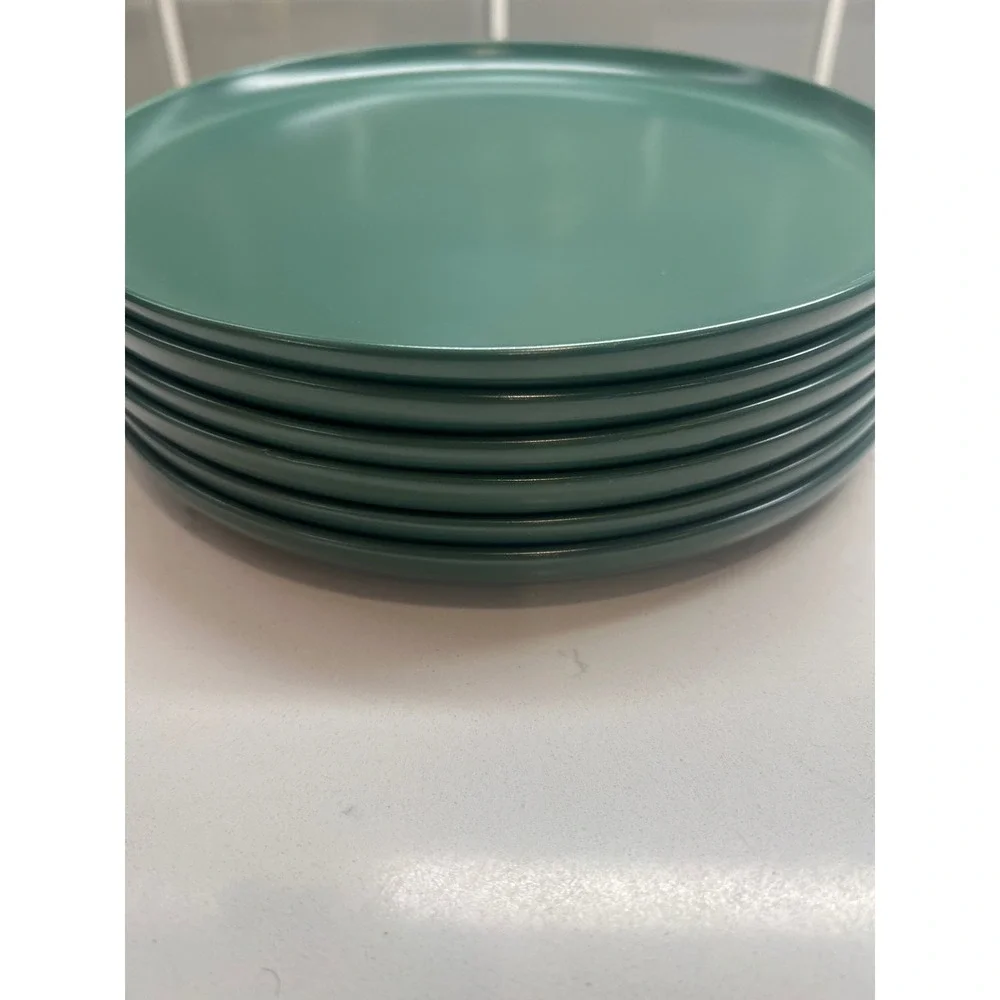 Kirklands Simple Things Forest Green Matte Salad Plates Set of 6 Stoneware